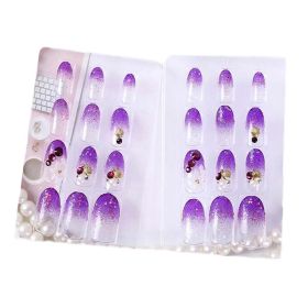 Purple Flower Beads False Fingernails Artificial False Nails Tips Wedding Nail Art Decoration Fake Nails Purple Flower Beads False Fingernails Artificial False Nails Tips Wedding Nail Art Decoration Fake Nails